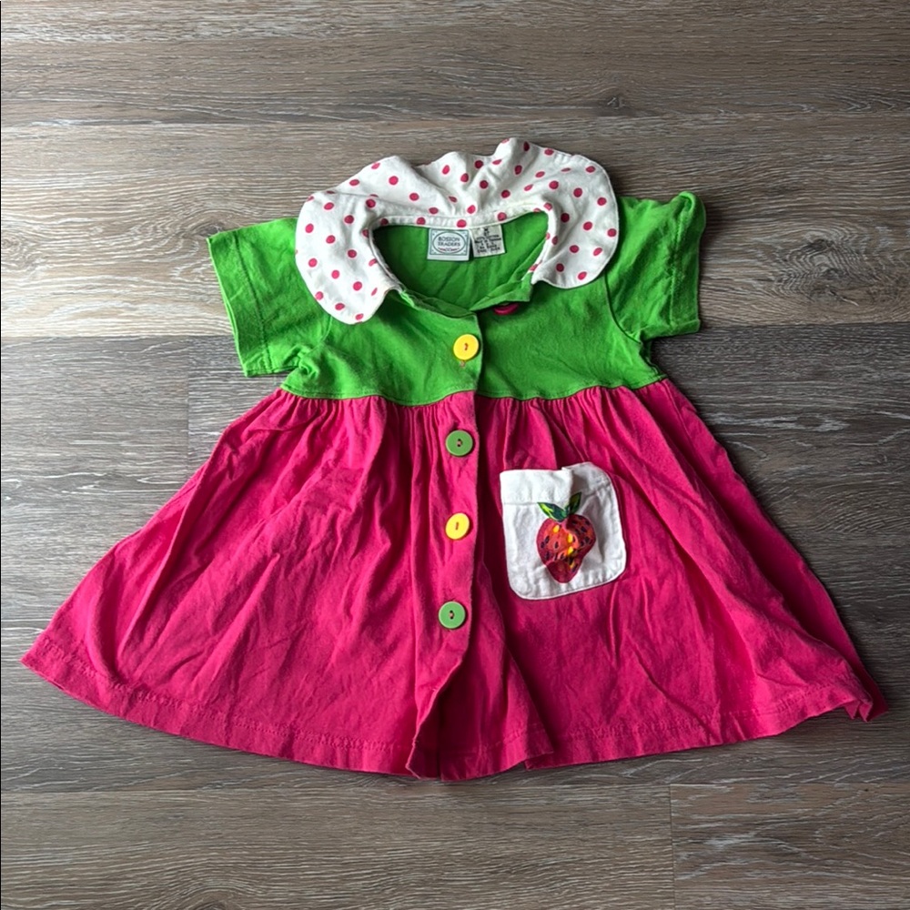 Boston Traders Retro 90s 3T Girl Green and Pink Colorblock Dress